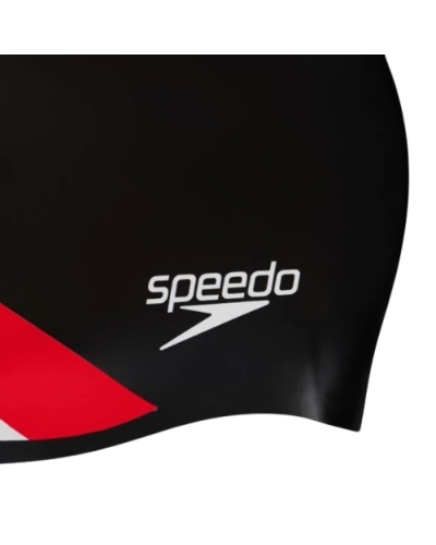 Шапка для плавання Speedo REV MOUD SILC CAP AU чорний, червоний Діт OSFM (8-0933714662)