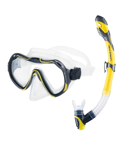 Набір маска і трубка Aqua Speed ​​JAVA + ELBA 8206 жовтий Уні OSFM (614-18)