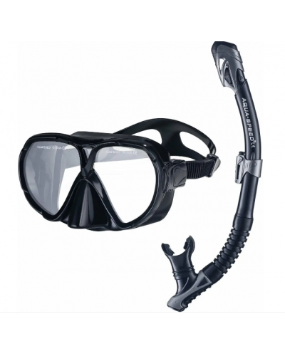 Набір маска і трубка Aqua Speed ​​VANUA + BORNEO(MESH BAG) 8235 чорний Уні OSFM (610-07-8235)