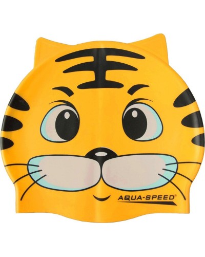 Дитяча шапка для плавання Aqua Speed ZOO CAT 5529 жовтий кіт OSFM (115-cat)