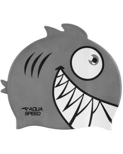 Дитяча шапка для плавання Aqua Speed ZOO Pirana 9701 піранья, сірий OSFM (246-26)
