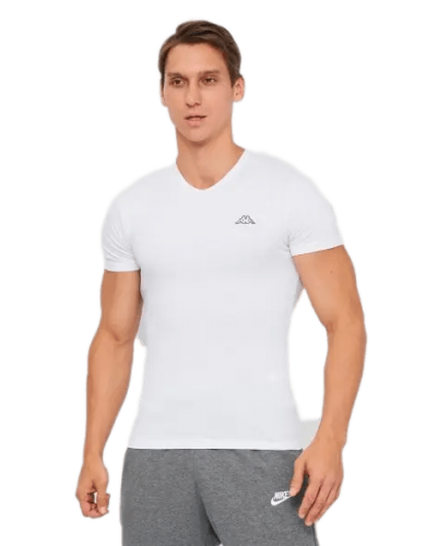 Футболка Kappa T-shirt Mezza Manica Scollo V білий Чол XL (K1311 Bianco)