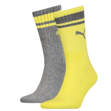 Шкарпетки Puma CREW REGULAR STRIPE 2P UNISEX сірий, жовтий Уні 39-42 (261058001-003)