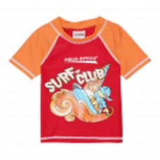 Дитячий топ сонцезахисний для хлопців Aqua Speed ​​SURF-CLUB T-SHIRT 2024 червоний, помаранчевий (383-31)