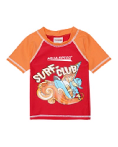 Дитячий топ сонцезахисний для хлопців Aqua Speed ​​SURF-CLUB T-SHIRT 2024 червоний, помаранчевий (383-31)