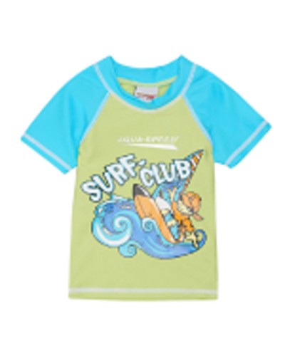 Дитячий топ сонцезахисний для хлопців Aqua Speed ​​SURF-CLUB T-SHIRT 2020 зелений, блакитний (383-04)