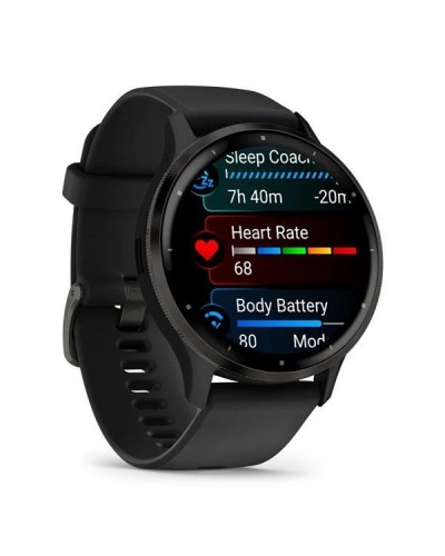 Спортивний годинник Garmin Venu 3 Black з чорним силіконовим ремінцем (010-02784-01)