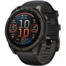 Смарт-годинник Garmin Fenix 8 Amoled 47 мм Sapphire Carbon Grey DLC Titanium with Black/Pebble Grey Silicone Band 010-02904-21