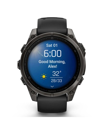 Смарт-годинник Garmin Fenix 8 Amoled 47 мм Sapphire Carbon Grey DLC Titanium with Black/Pebble Grey Silicone Band 010-02904-21