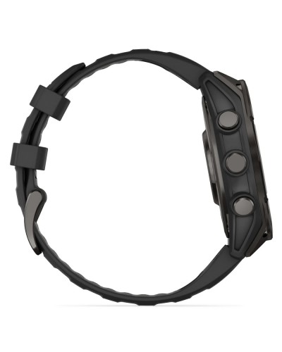 Смарт-годинник Garmin Fenix 8 Amoled 47 мм Sapphire Carbon Grey DLC Titanium with Black/Pebble Grey Silicone Band 010-02904-21