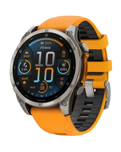 Смарт-годинник Garmin Fenix 8 Amoled 47 мм Sapphire Titanium with a spark Orange and Graphite Silicone Band (010-02904-11)