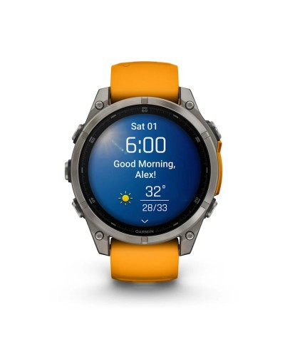 Смарт-годинник Garmin Fenix 8 Amoled 47 мм Sapphire Titanium with a spark Orange and Graphite Silicone Band (010-02904-11)