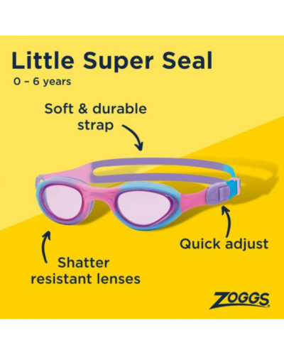 Окуляри для плавання дитячі Zoggs Little Super Seal рожево-фіолетові лінзи фіолетові (461419.PKPUTPK)