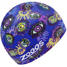 Шапочка для плавання Zoggs Silicone Printed синя, малюнок очі (465048.LINSBL)