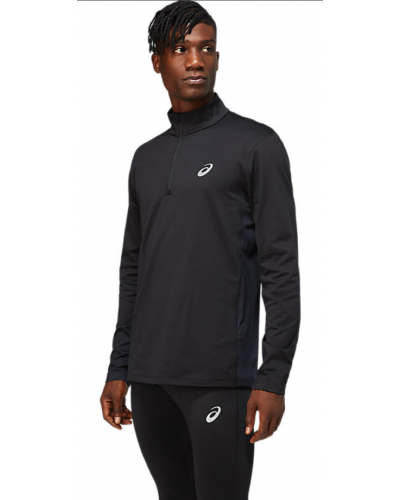 Чоловічий лонгслів для бігу Asics CORE LS 1/2 ZIP WINTER TOP (2011C347-001) чорний колір, розмір L