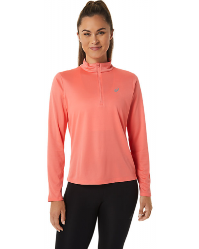 Жіночий лонгслів для бігу Asics CORE LS 1/2 ZIP TOP (2012C328-706) кораловий колір, розмір M