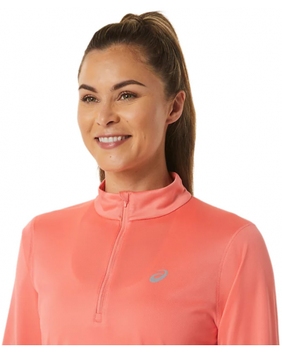 Жіночий лонгслів для бігу Asics CORE LS 1/2 ZIP TOP (2012C328-706) кораловий колір, розмір S