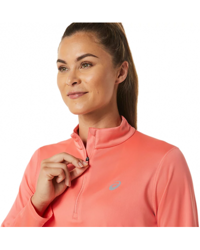 Жіночий лонгслів для бігу Asics CORE LS 1/2 ZIP TOP (2012C328-706) кораловий колір, розмір S