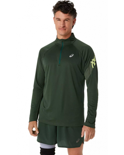 Чоловічий лонгслів для бігу Asics ICON LS 1/2 ZIP (2011C732-304) зелений колір, розмір 2XL