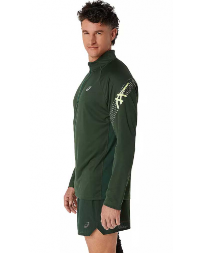 Чоловічий лонгслів для бігу Asics ICON LS 1/2 ZIP (2011C732-304) зелений колір, розмір 2XL