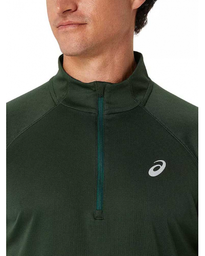 Чоловічий лонгслів для бігу Asics ICON LS 1/2 ZIP (2011C732-304) зелений колір, розмір 2XL