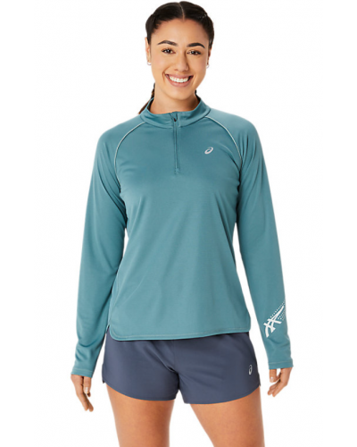 Жіночий лонгслів для бігу Asics ICON 1/2 ZIP LS TOP (2012C867-400) синій колір, розмір L