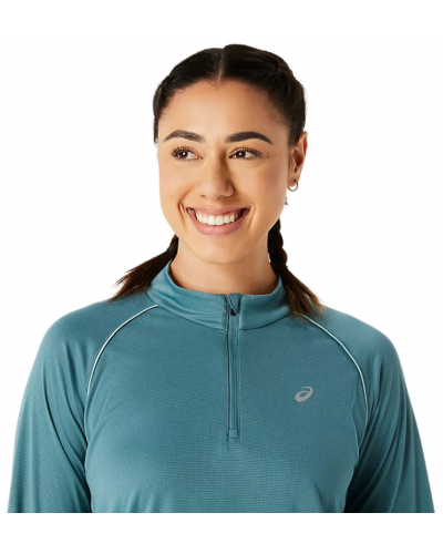 Жіночий лонгслів для бігу Asics ICON 1/2 ZIP LS TOP (2012C867-400) синій колір, розмір S