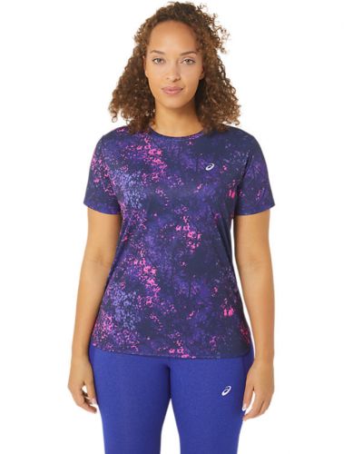 Жіноча футболка для бігу Asics ALL OVER PRINT SS TOP (2012C853-400) синій колір, розмір XS