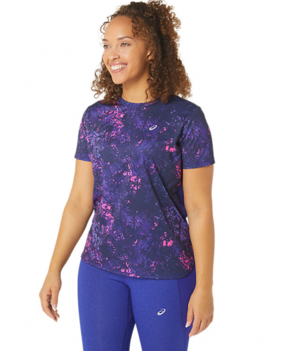 Жіноча футболка для бігу Asics ALL OVER PRINT SS TOP (2012C853-400) синій колір, розмір XS