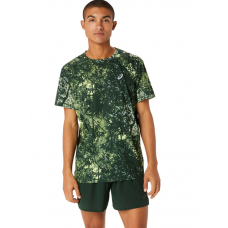 Чоловіча футболка для бігу Asics ALL OVER PRINT SS TOP (2011C885-300) зелений колір, розмір S