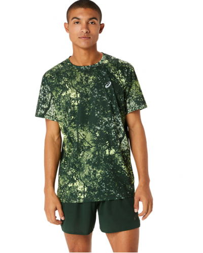 Чоловіча футболка для бігу Asics ALL OVER PRINT SS TOP (2011C885-300) зелений колір, розмір S