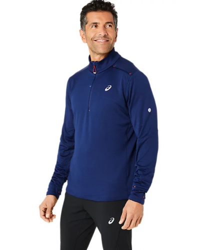 Чоловічий лонгслів для бігу Asics ROAD WINTER 1/2 ZIP MID LAYER (2011D108-400) синій колір, розмір S