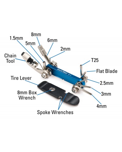 Мультитул Park Tool IB-3 I-Beam 1.5/2/2.5/3/4/5/6/8, Т25, отвёртка, выжимка цепи, борт. лопатка