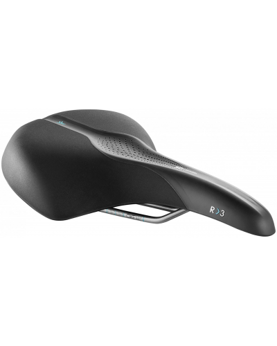 Седло Selle Royal SCIENTIA R3 Relaxed, 3D skingel, обивка Black gummy/Black mokka, 289х224мм, 520г, рейлы сталь + Curva suspension, unisex, чёрное