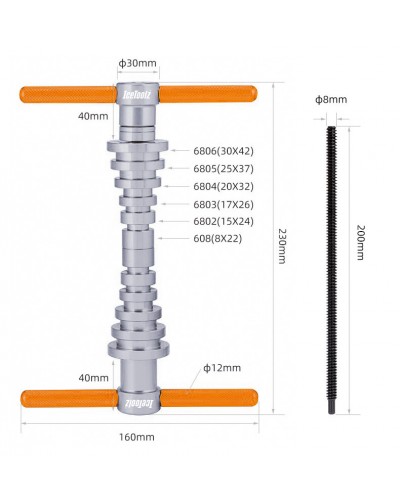 Инструмент Ice Toolz E296 для запресовки подшипников втулок, рам и некоторых кареток