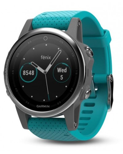 Мультиспортивные GPS-часы Garmin Fenix 5s Silver с бирюзовым ремешком (010-01685-01)