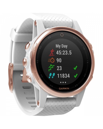 Мультиспортивные GPS-часы Garmin Fenix 5s Sapphire розовое золото с белым браслетом (010-01685-17)
