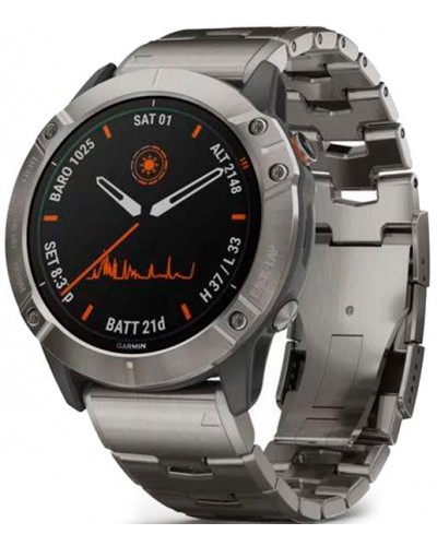 Спортивные часы Garmin Fenix 6X Pro Solar Titanium with Vented Titanium Bracelet