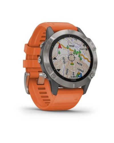Спортивные часы Garmin Fenix 6 Titanium with Ember Orange Band