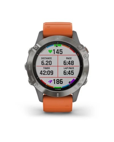 Спортивные часы Garmin Fenix 6 Titanium with Ember Orange Band