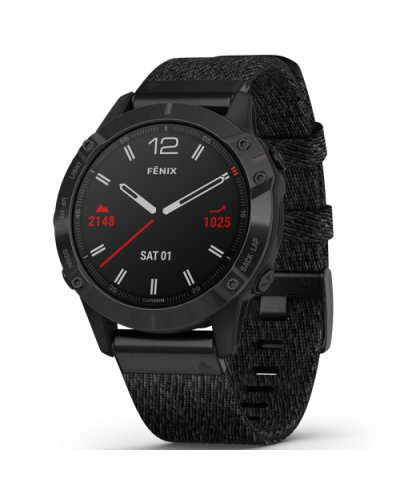 Спортивные часы Garmin Fenix 6 Sapphire Black DLC with Heathered Black Nylon Band