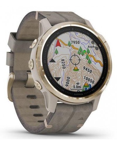 Спортивные часы Garmin Fenix 6S Light Gold-tone with Shale Gray Leather Band