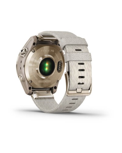 Часы Garmin Fenix 7S Sapphire Solar титановый кремовый золотистый с нейлоновым ремешком