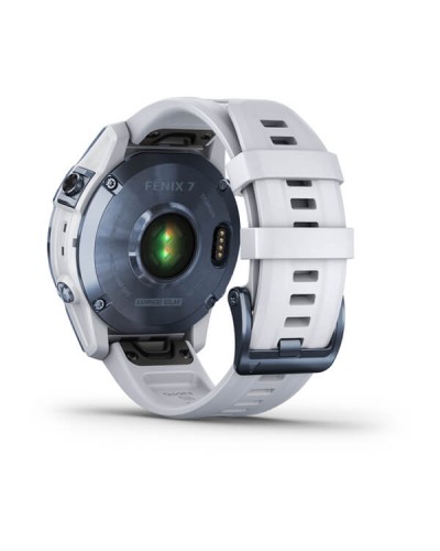 Часы Garmin Fenix 7 Sapphire Solar титановый синий минерал DLC с белым ремешком