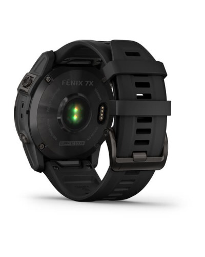 Часы Garmin Fenix 7X Sapphire Solar титановый DLC серый карбон с черным ремешком