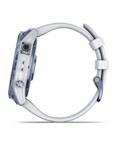 Часы Garmin Fenix 7X Sapphire Solar титановый DLC цвета синий минерал с белым ремешком with Whitestone Band