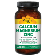 Витамины и минералы Country Life Calcium Magnesium Zinc, 250 tabs