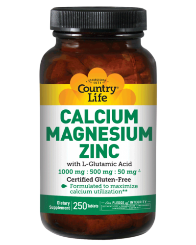 Витамины и минералы Country Life Calcium Magnesium Zinc, 250 tabs