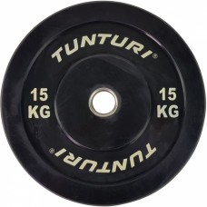 Обрезиненный диск для кроссфита Tunturi Bumper Plate 15 kg Black (Ø50 mm) (14TUSCF058)