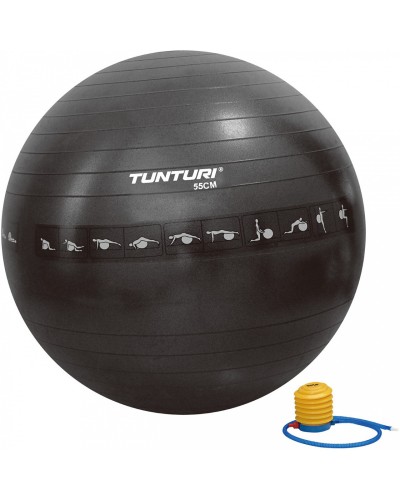 Фитбол Tunturi Gymball 55 cm Anti Burst, чёрный (антиразрыв) (14TUSFU287)